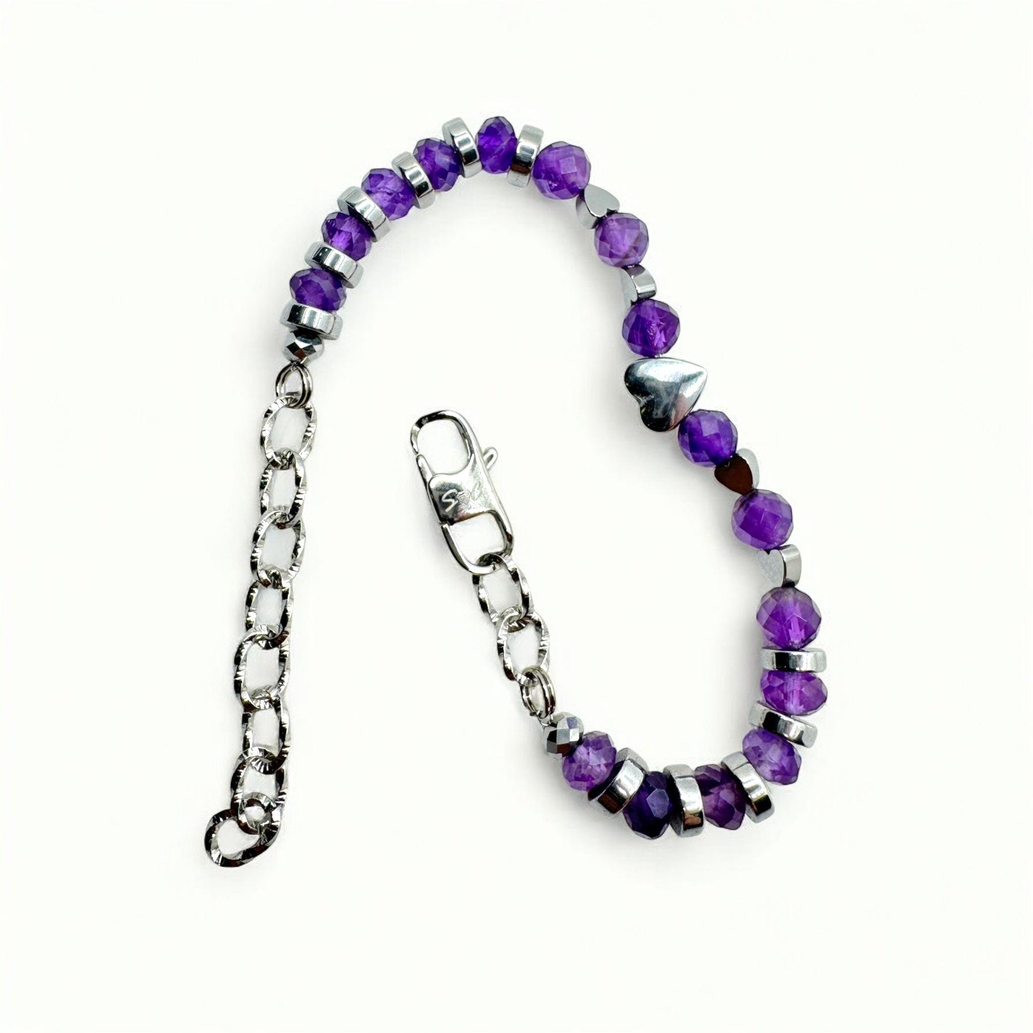 Bracciale Ametista sfaccettata con cuore Sharifa Crystals